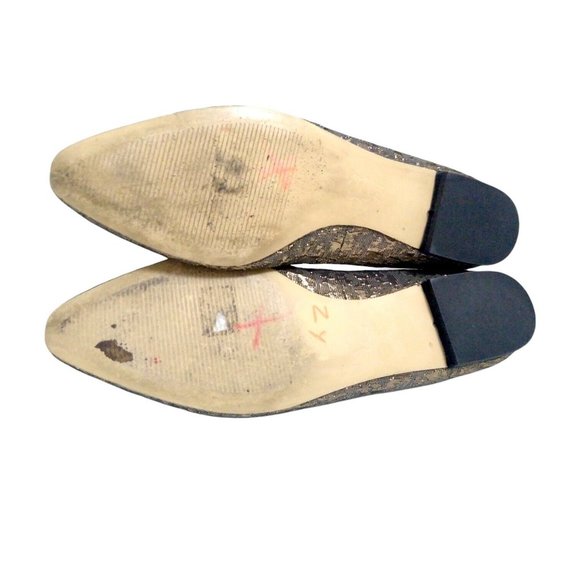 Talbots Womens Gold Embroidered Fabric Canvas Slip On Driving Smoke Flats 7.5 N - Picture 9 of 10